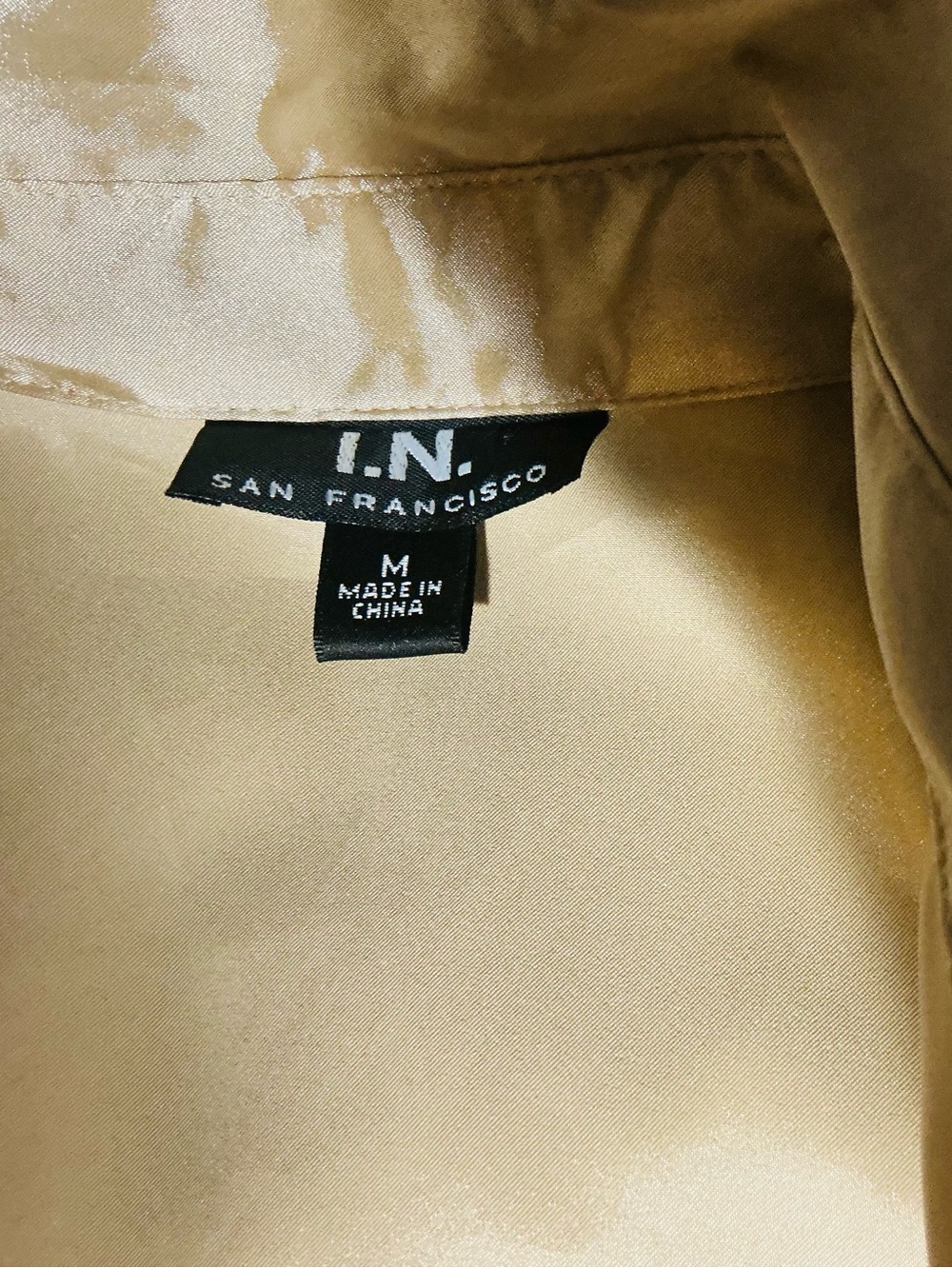 I.N. San Francisco Gold Satin Wrap Blouse - Picture 2 of 2